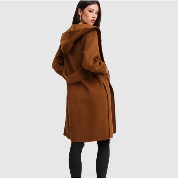 Walk This Way Wool Blend Oversized Coat - dark camel size S NWT Belle & Bloom - Picture 4 of 13